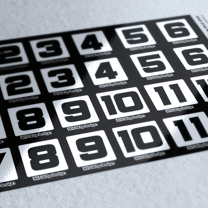 Race Numbers Sticker Decals  1/12 1/10 scale 